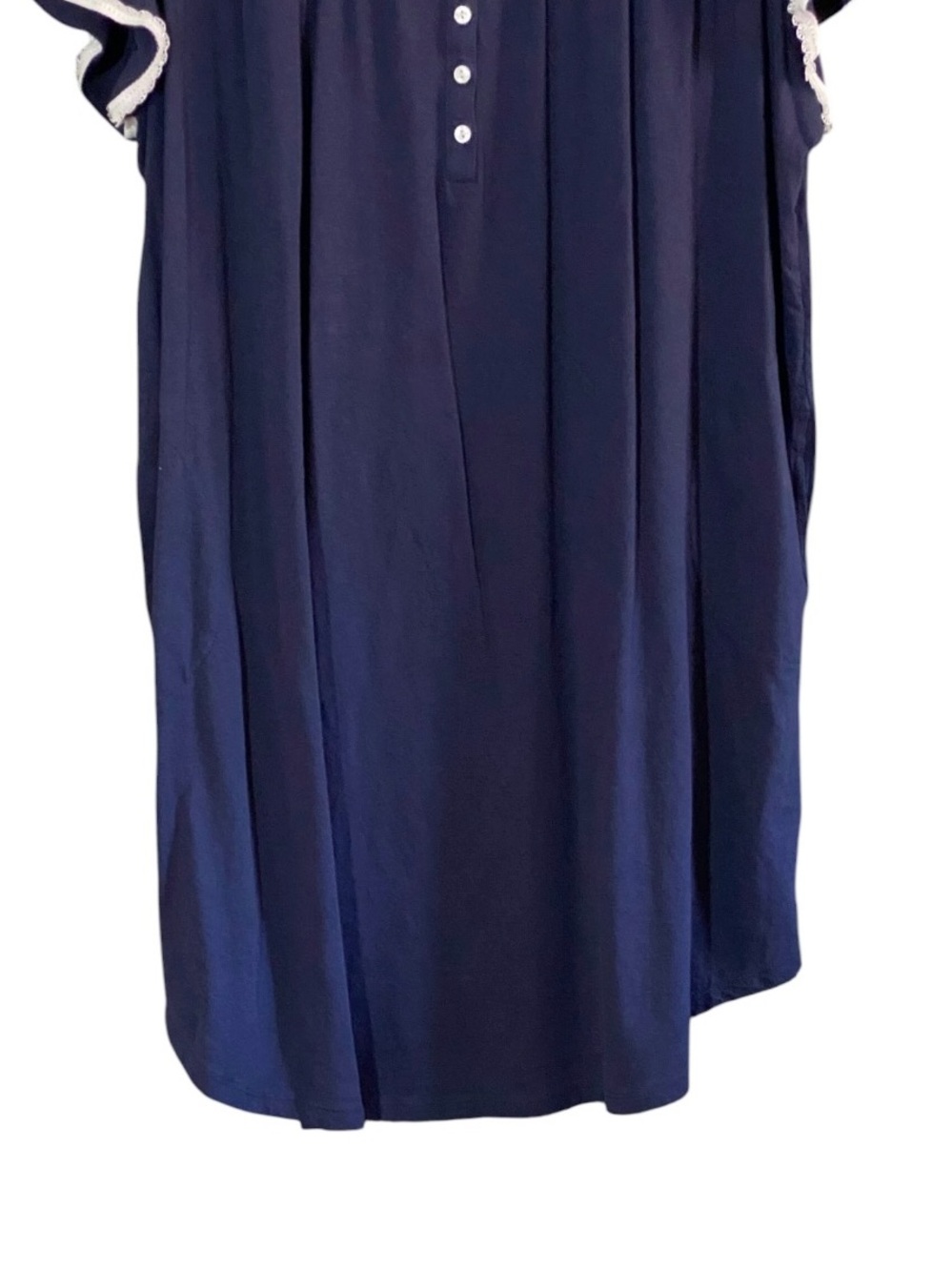 Aria Navy Cotton Nightgown 2X Lace Trim Cottagecore Granny Chic Sleep Dress - Picture 4 of 8